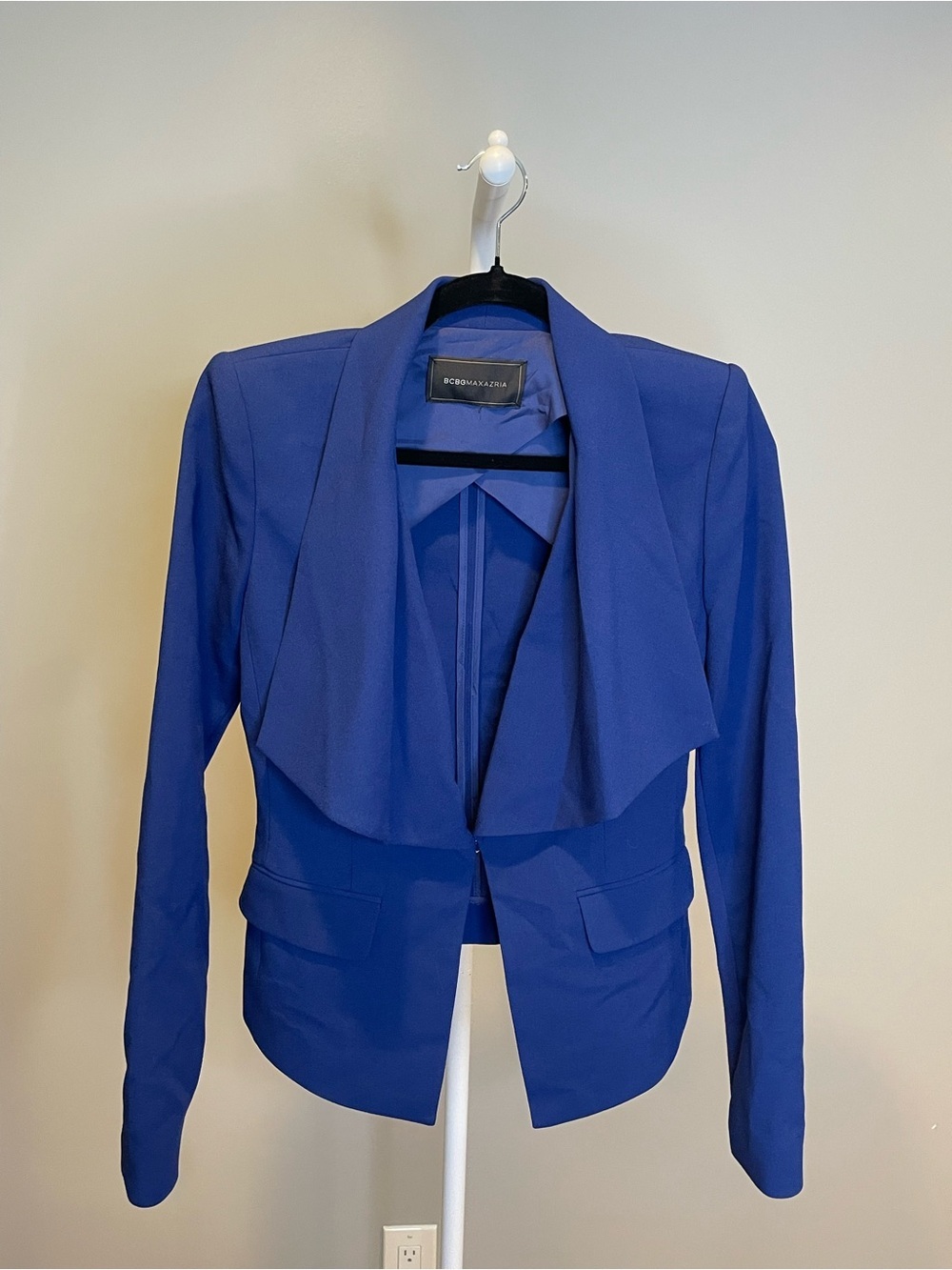 BCBGMaxAzria Cobalt Blue Open-Front Draped Blazer - XS